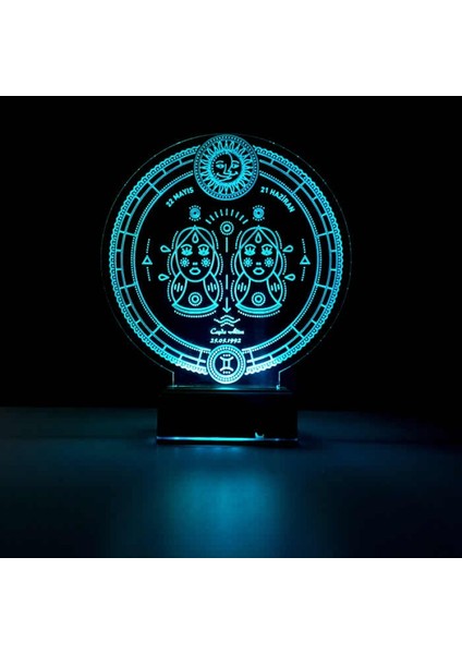 Kirppi 3D Lamba Astroloji Ikizler Burcu Kişiye Özel Masa Gece Lambası fırsatları