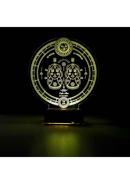 Kirppi 3D Lamba Astroloji Ikizler Burcu Kişiye Özel Masa Gece Lambası indirimleri