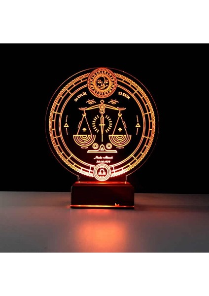 Kirppi 3D Lamba Astroloji Terazi Burcu Kişiye Özel Masa Gece Lambası fiyatları