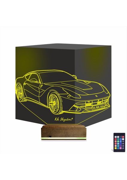 Kirppi 3D Lamba Spor Araba Ferrari Kişiye Özel Masa Gece Lambası