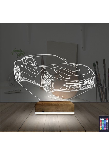 Kirppi 3D Lamba Spor Araba Ferrari Kişiye Özel Masa Gece Lambası fiyatları