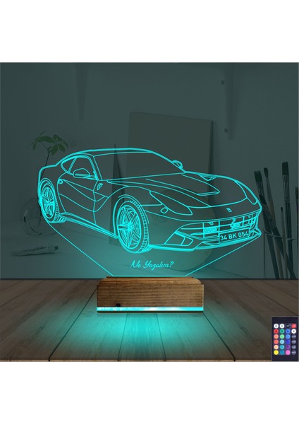 Kirppi 3D Lamba Spor Araba Ferrari Kişiye Özel Masa Gece Lambası modelleri