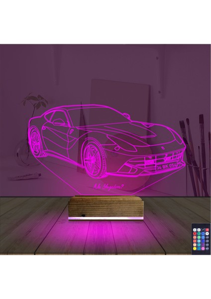 Kirppi 3D Lamba Spor Araba Ferrari Kişiye Özel Masa Gece Lambası fırsatları