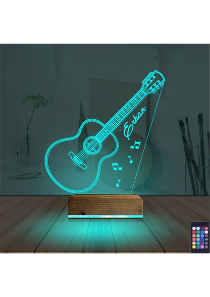 Kirppi 3D Lamba Klasik Gitar Müzik V1 Kişiye Özel Masa Gece Lambası modelleri