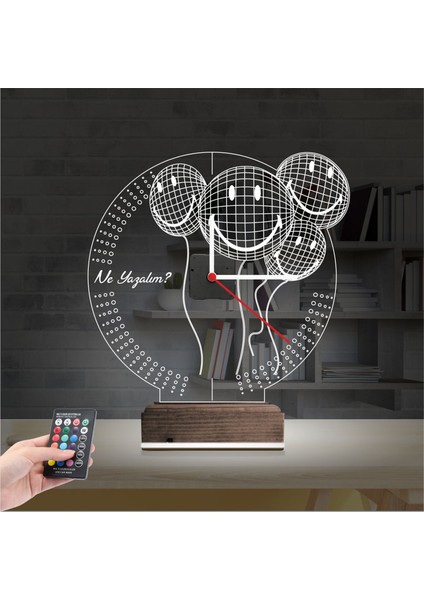 Kirppi 3D Saat Lamba Smile Balon Doğum Günü Kişiye Özel Masa Gece Lambası fiyatları