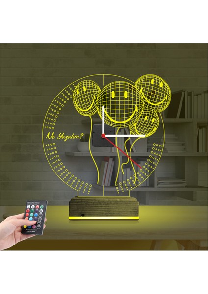 Kirppi 3D Saat Lamba Smile Balon Doğum Günü Kişiye Özel Masa Gece Lambası indirimleri
