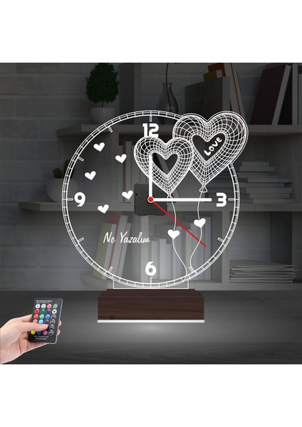 Kirppi 3D Saat Lamba Sevgiliye Hediye Kalp Kişiye Özel Masa Gece Lambası-1 fiyatları