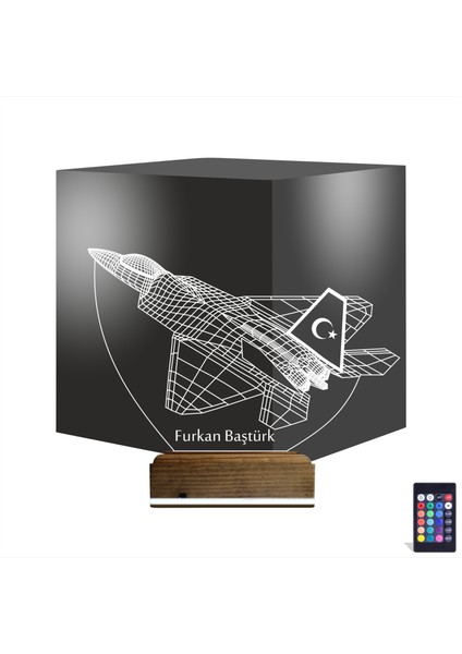 Kirppi 3D Lamba Uçak F16 Pilot V1 Kişiye Özel Masa Gece Lambası