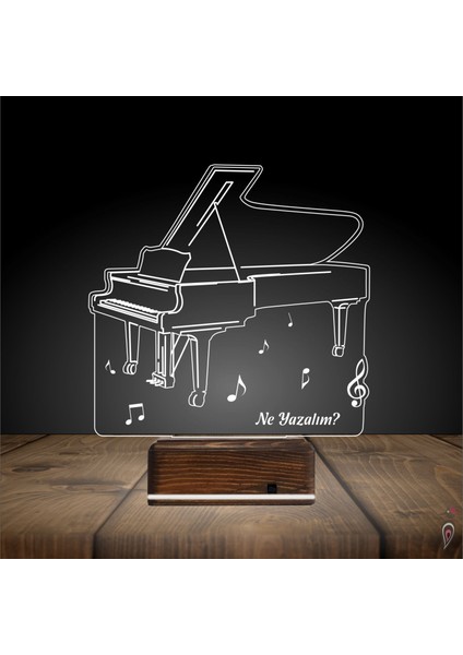 Kirppi 3D Lamba Piyano Müzik Piyanist Kişiye Özel Masa Gece Lambası-1