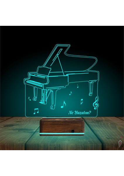 Kirppi 3D Lamba Piyano Müzik Piyanist Kişiye Özel Masa Gece Lambası-1