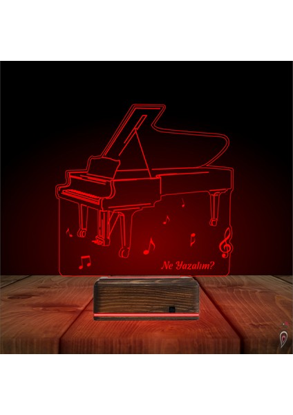 Kirppi 3D Lamba Piyano Müzik Piyanist Kişiye Özel Masa Gece Lambası-1