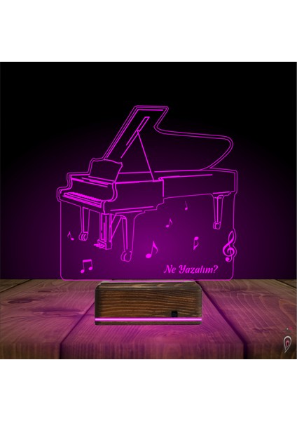 Kirppi 3D Lamba Piyano Müzik Piyanist Kişiye Özel Masa Gece Lambası-1