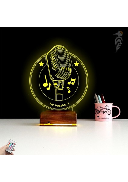 Kirppi 3D Lamba Müzik Nota Mikrofon Kişiye Özel Masa Gece Lambası fırsatları