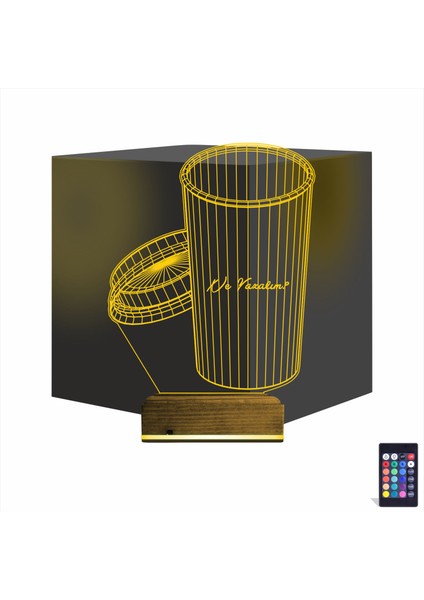Kirppi 3D Lamba Kişiye Özel Kahve Kişiye Özel Masa Gece Lambası
