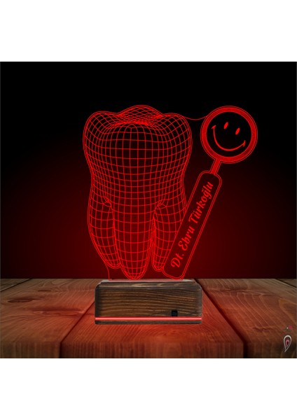 Kirppi 3D Lamba Smile Diş Hekimi Diş Doktoru Hediye Kişiye Özel Masa Gece Lambası