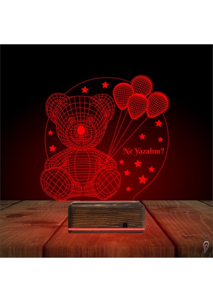 Kirppi 3D Lamba Ayıcık Hediye Balon Kişiye Özel Masa Gece Lambası fırsatları