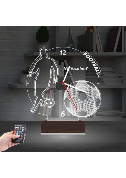 Kirppi 3D Saat Lamba Futbol Ronaldo Futbol Topu Tasarım Kişiye Özel Masa Gece Lambası fiyatları