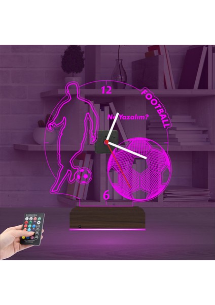 Kirppi 3D Saat Lamba Futbol Ronaldo Futbol Topu Tasarım Kişiye Özel Masa Gece Lambası fırsatları