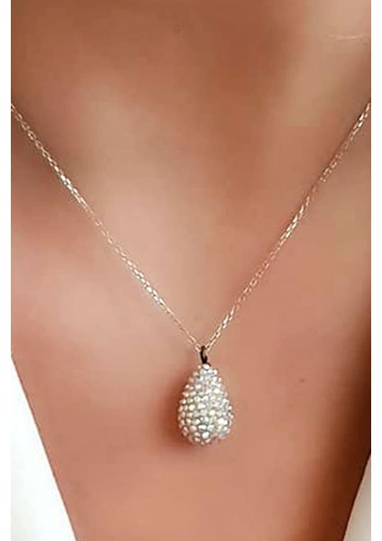 Swarovski Taşlı Gümüş Damla Kolye fiyatları