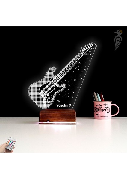 Kirppi 3D Lamba Elektro Gitar Gitarist Rock Müzik Kişiye Özel Masa Gece Lambası-1 fiyatları