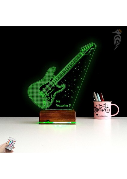 Kirppi 3D Lamba Elektro Gitar Gitarist Rock Müzik Kişiye Özel Masa Gece Lambası-1 modelleri