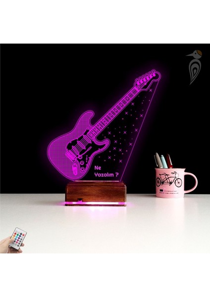 Kirppi 3D Lamba Elektro Gitar Gitarist Rock Müzik Kişiye Özel Masa Gece Lambası-1 indirimleri