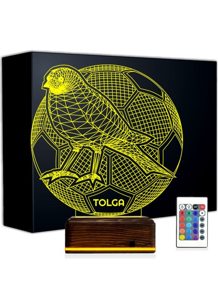 Kirppi 3D Lamba Sarı Kanarya Futbol Topu Taraftar Kişiye Özel Masa Gece Lambası