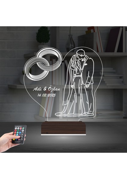 Kirppi 3D Lamba Gelin Damat Yıldönümü Seviliye Hediye Kişiye Özel Masa Gece Lambası fiyatları