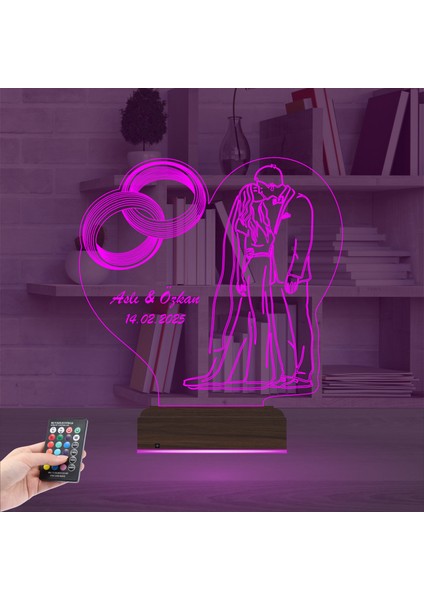 Kirppi 3D Lamba Gelin Damat Yıldönümü Seviliye Hediye Kişiye Özel Masa Gece Lambası fırsatları