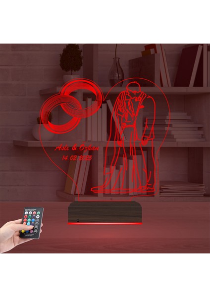 Kirppi 3D Lamba Gelin Damat Yıldönümü Seviliye Hediye Kişiye Özel Masa Gece Lambası indirimleri