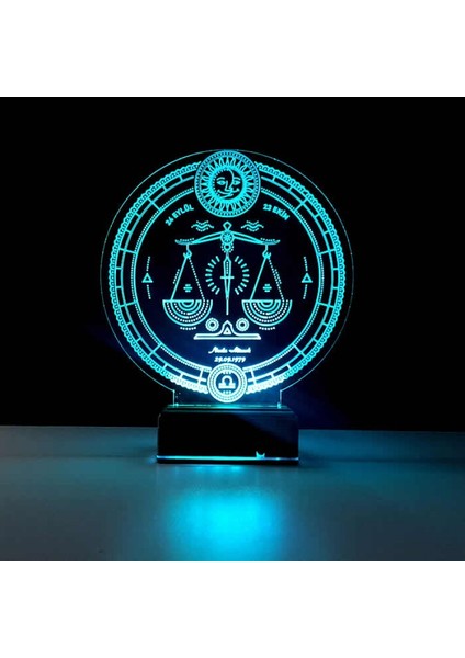 Kirppi 3D Lamba Astroloji Terazi Burcu Kişiye Özel Masa Gece Lambası modelleri