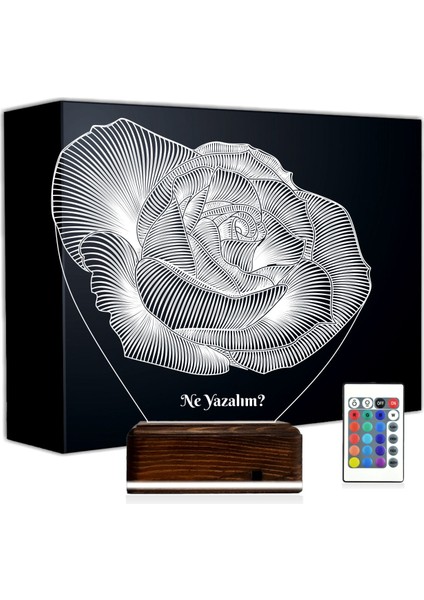 Kirppi 3D Lamba Gül Sevgiliye Hediye Kişiye Özel Masa Gece Lambası