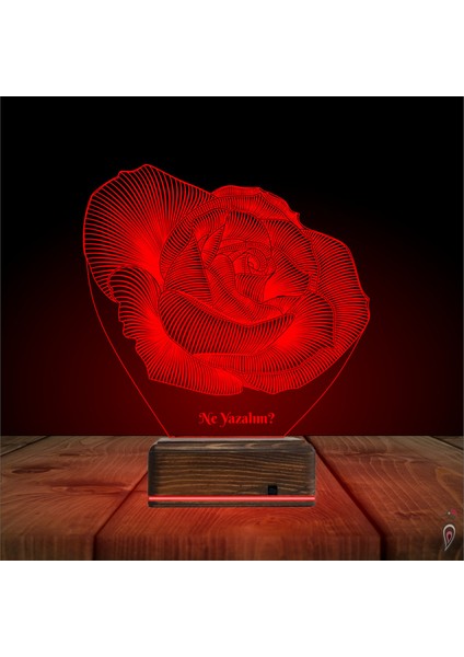 Kirppi 3D Lamba Gül Sevgiliye Hediye Kişiye Özel Masa Gece Lambası fırsatları