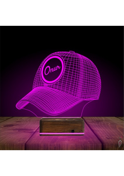 Kirppi 3D Lamba Şapka Kep Kişiye Özel Masa Gece Lambası