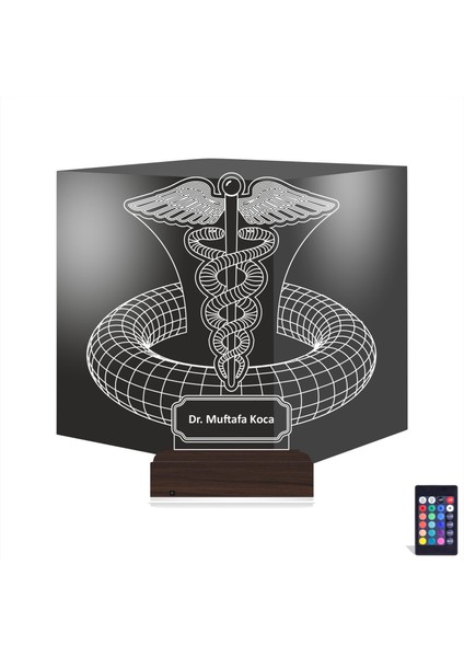 Kirppi 3D Lamba Doktor Hediye Tıp Logo Kişiye Özel Masa Gece Lambası
