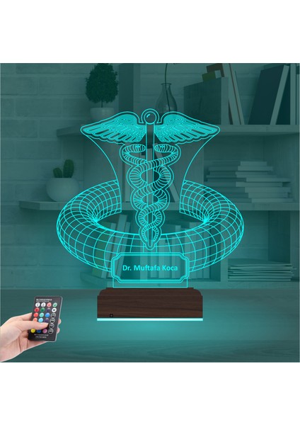 Kirppi 3D Lamba Doktor Hediye Tıp Logo Kişiye Özel Masa Gece Lambası modelleri