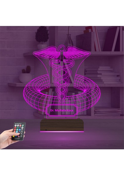 Kirppi 3D Lamba Doktor Hediye Tıp Logo Kişiye Özel Masa Gece Lambası fırsatları