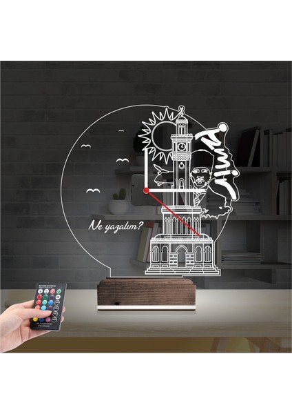 Kirppi 3D Saat Lamba Izmir Saat Kulesi Atatürk Kişiye Özel Masa Gece Lambası fiyatları