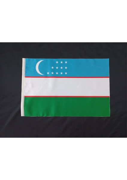 Özbekistan Bayrağı Baskılı Saten Bayrak