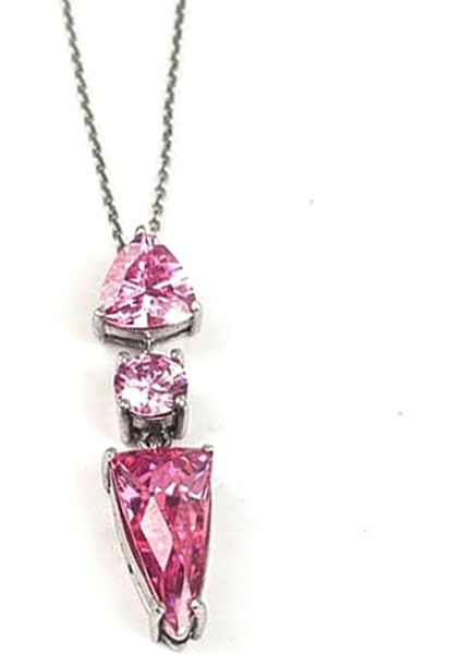 Pembe Zirkon Taşlı Gümüş Modern Kolye fiyatları