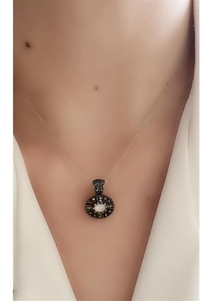 Sedef markazit taşlı gümüş kolye fiyatları