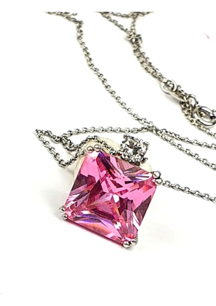 Pembe Zirkon Taşlı Gümüş Kolye fiyatları