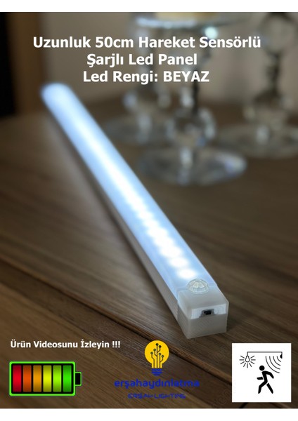 Hareket Sensörlü LED Işık 50CM Beyaz