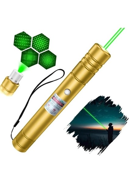 Pro-303 Usb Şarjlı Yeşil Lazer Pointer, Sunum Kalemi, Güçlü Şarjlı Lazer Işaretleyici