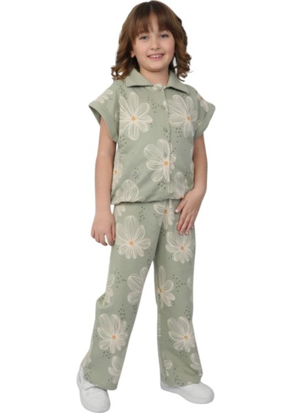 Kız Çocuk Çiçek Desenli Gömlek Pantolon Takımı modelleri