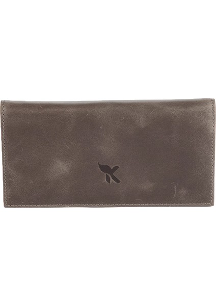 Karalı Hakiki Deri Unisex Portföy Gri BC424-8