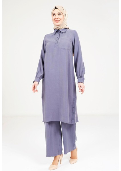 Rahat Kesim Lacivert Tunik Pantolon Takım 9241