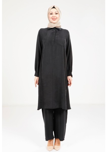 Rahat Kesim Siyah Tunik Pantolon Takım 9241