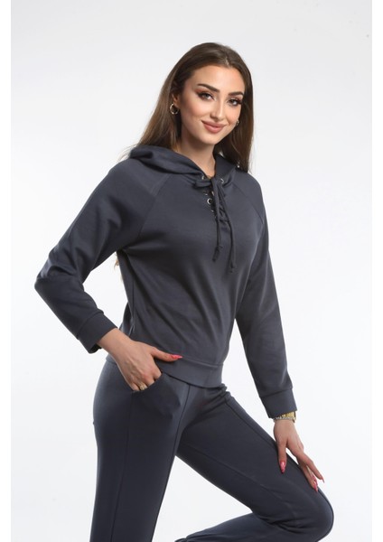 Oys Modal Kumaş Likralı Rahat Günlük ve Şık Kapüşonlu Alt - Üst Takım Eşofman Takım