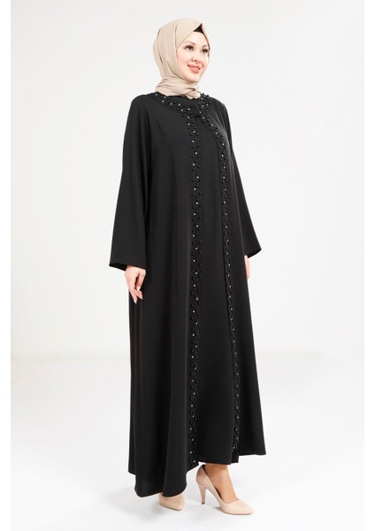 Inci Detaylı Siyah Abaya 9268 fiyatları